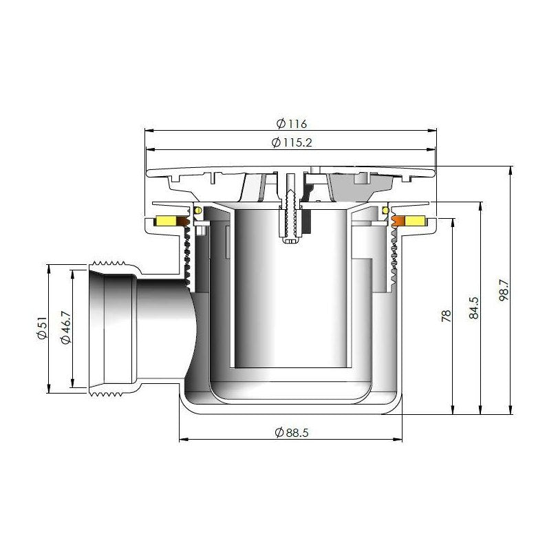 Hudson Reed Shower Tray Wastes White Fast Flow Shower Waste Contemp Matt White Polypropylene 99x116x116mm - JJ Building Materials