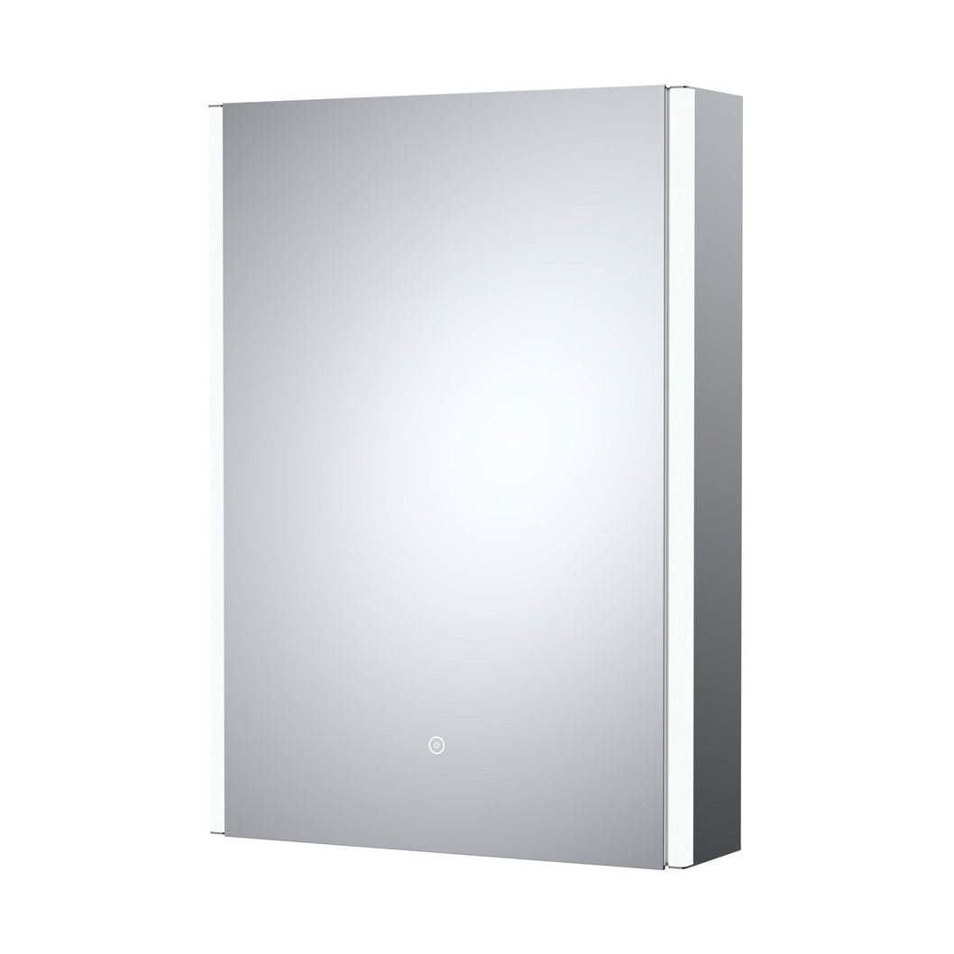 Hudson Reed Single Door Mirror Cabinets 500mm Mirror Cabinet Contemp Silver Aluminium 700x500x140mm - JJ Building Materials