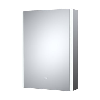 Hudson Reed Single Door Mirror Cabinets 500mm Mirror Cabinet Contemp Silver Aluminium 700x500x140mm - JJ Building Materials