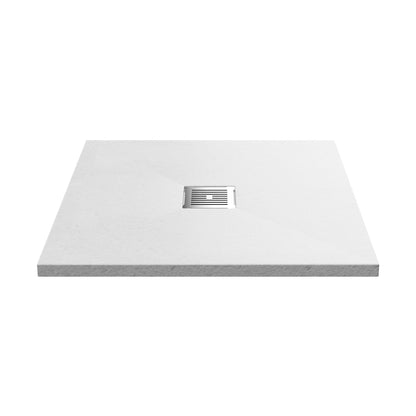 Hudson Reed Slim Square Trays Square Shower Tray 800 X 800mm Contemp White Slate Acrylic Capped Abs Caco3 And Pu - JJ Building Materials