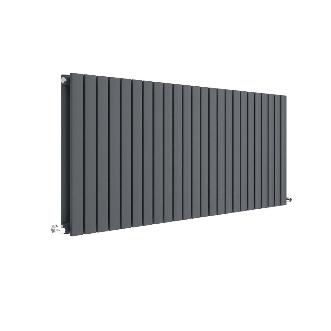 Hudson Reed Sloane Horizontal Double Panel Radiator 600 X 1398 Contemp Anthracite Steel 600x1398x72mm - JJ Building Materials