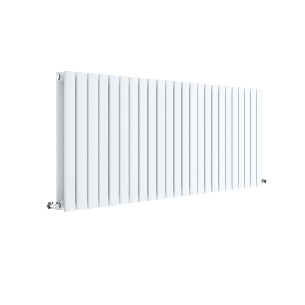 Hudson Reed Sloane Horizontal Double Panel Radiator 600 X 1398 Contemp Satin White Steel 600x1398x72mm - JJ Building Materials