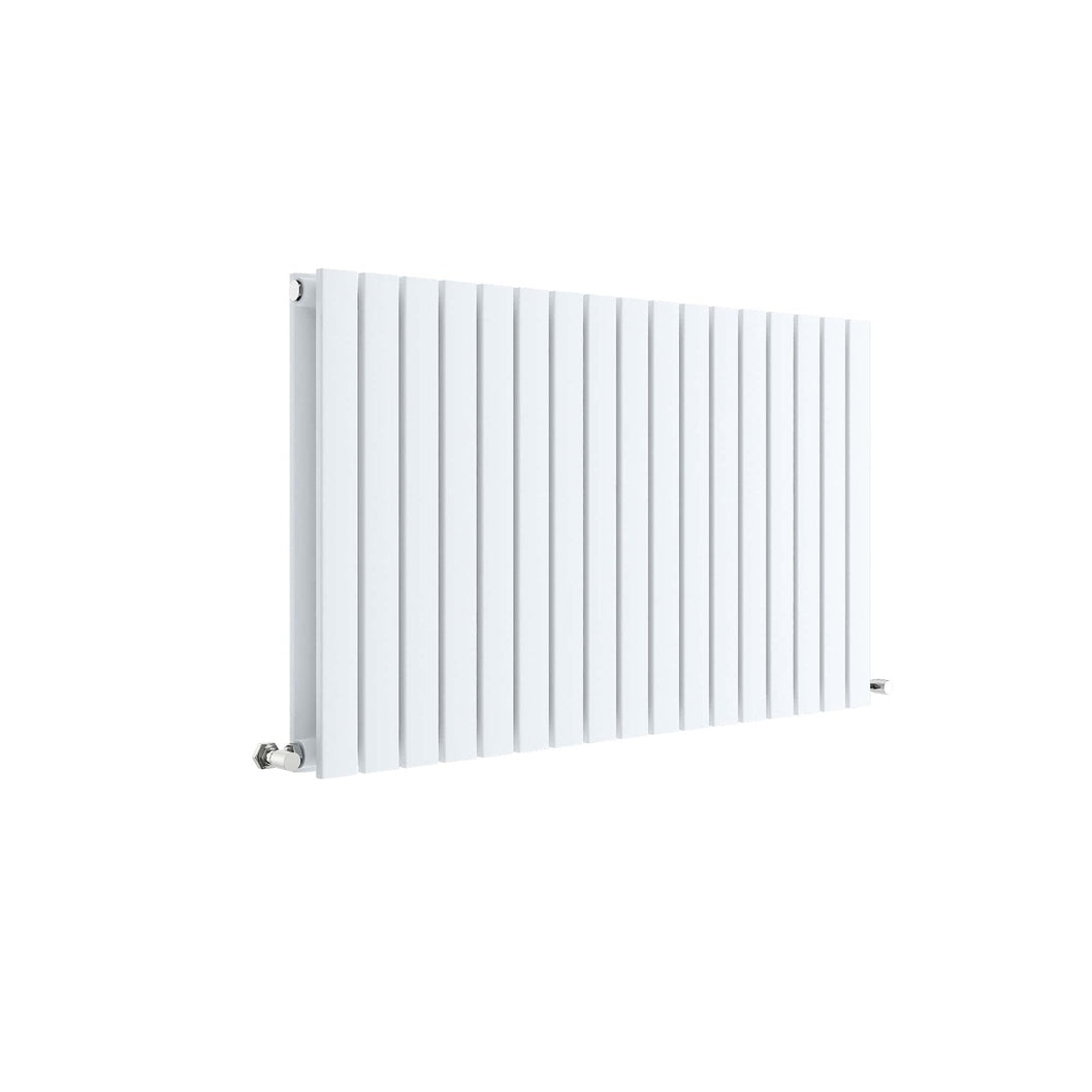 Hudson Reed Sloane Horizontal Double Panel Radiator 600 X 992 Contemp Satin White Steel 600x992x72mm - JJ Building Materials