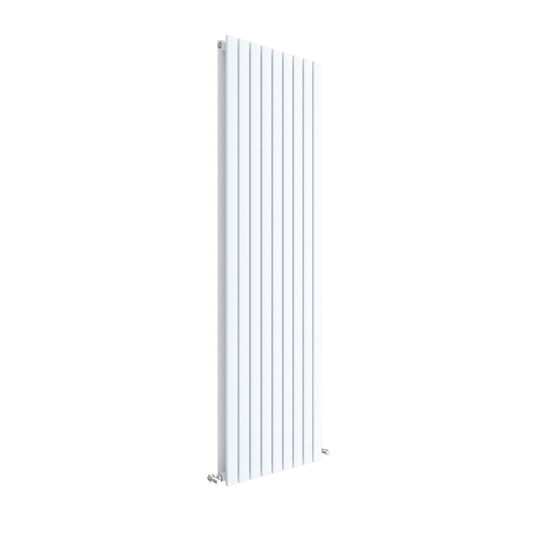 Hudson Reed Sloane Vertical Double Panel Radiator 1800 X 528 Contemp Satin White Steel 1800x528x72mm - JJ Building Materials