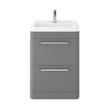 Hudson Reed Solar Floor Standing 600mm Cabinet & Ceramic Basin Contemp Cool Grey MDF Vinyl Smooth Matt 840x607x450mm - JJ Building Materials