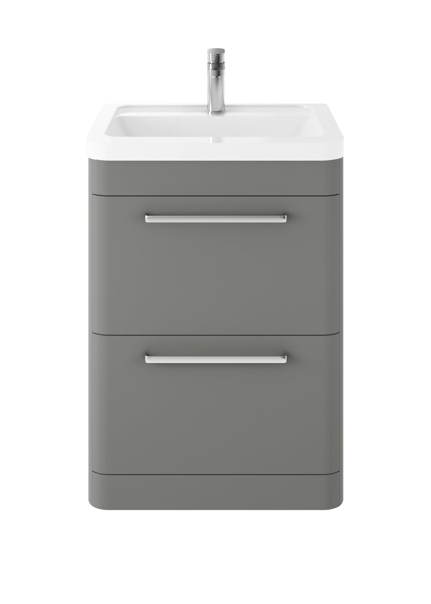 Hudson Reed Solar Floor Standing 600mm Cabinet & Ceramic Basin Contemp Cool Grey MDF Vinyl Smooth Matt 840x607x450mm - JJ Building Materials