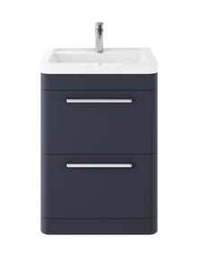 Hudson Reed Solar Floor Standing 600mm Cabinet & Ceramic Basin Contemp Indigo Blue MDF Vinyl Smooth Matt 840x607x450mm - JJ Building Materials