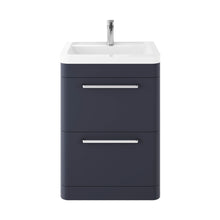 Hudson Reed Solar Floor Standing 600mm Cabinet & Ceramic Basin Contemp Indigo Blue MDF Vinyl Smooth Matt 840x607x450mm - JJ Building Materials