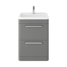 Hudson Reed Solar Floor Standing 600mm Cabinet & Polymarble Basin Contemp Cool Grey MDF Vinyl Smooth Matt 840x600x450mm - JJ Building Materials