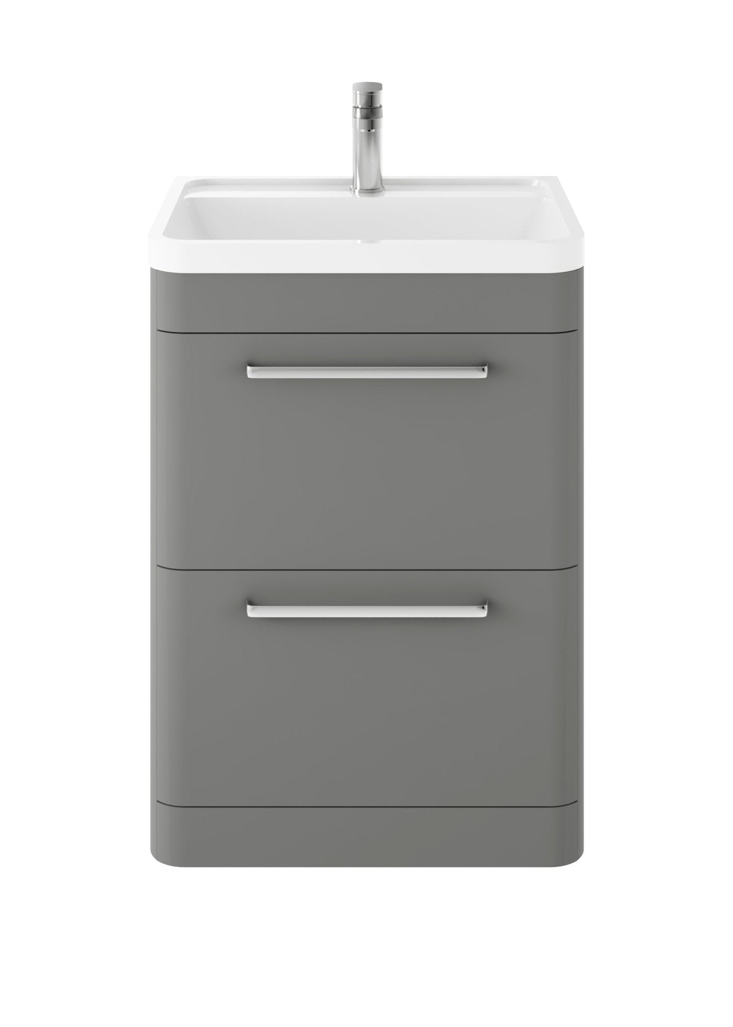 Hudson Reed Solar Floor Standing 600mm Cabinet & Polymarble Basin Contemp Cool Grey MDF Vinyl Smooth Matt 840x600x450mm - JJ Building Materials