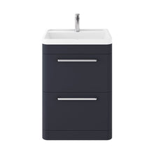 Hudson Reed Solar Floor Standing 600mm Cabinet & Polymarble Basin Contemp Indigo Blue MDF Vinyl Smooth Matt 840x600x450mm - JJ Building Materials