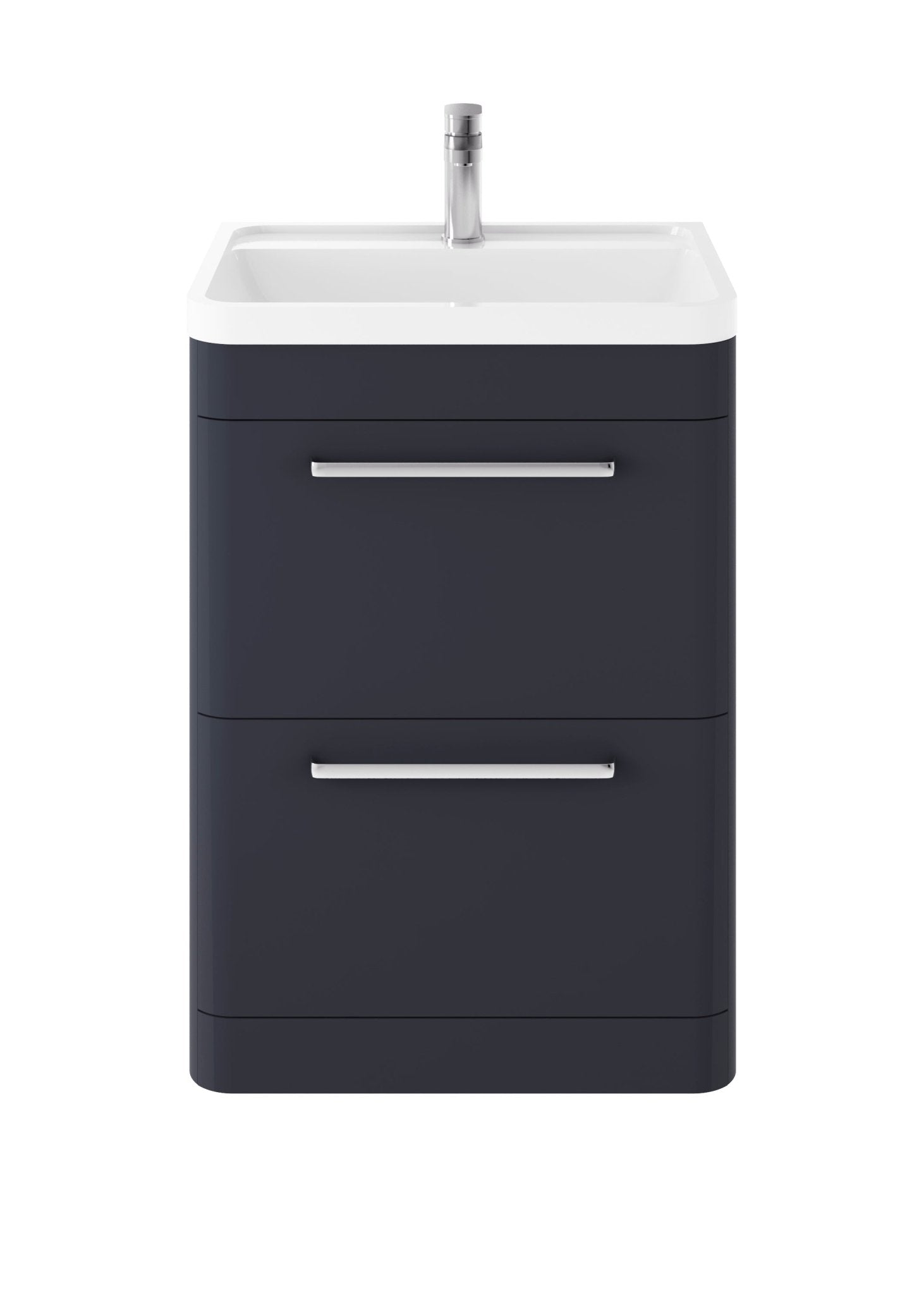 Hudson Reed Solar Floor Standing 600mm Cabinet & Polymarble Basin Contemp Indigo Blue MDF Vinyl Smooth Matt 840x600x450mm - JJ Building Materials