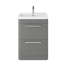 Hudson Reed Solar Floor Standing 600mm Cabinet & Thin Edge Ceramic Basin Contemp Cool Grey MDF Vinyl Smooth Matt 862x607x460mm - JJ Building Materials