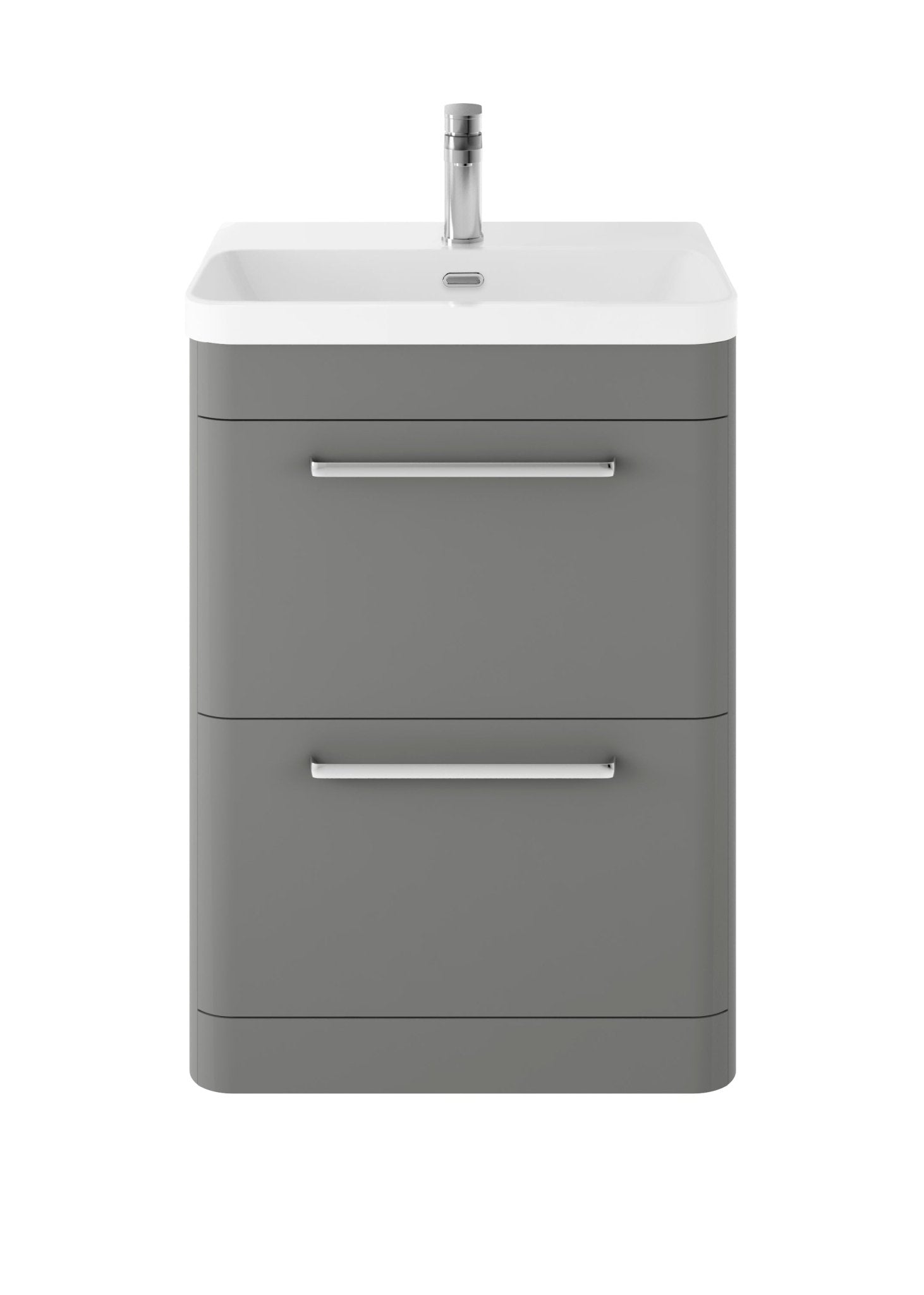 Hudson Reed Solar Floor Standing 600mm Cabinet & Thin Edge Ceramic Basin Contemp Cool Grey MDF Vinyl Smooth Matt 862x607x460mm - JJ Building Materials
