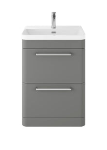 Hudson Reed Solar Floor Standing 600mm Cabinet & Thin Edge Ceramic Basin Contemp Cool Grey MDF Vinyl Smooth Matt 862x607x460mm - JJ Building Materials