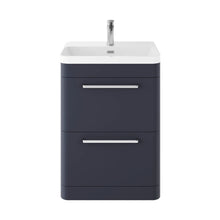 Hudson Reed Solar Floor Standing 600mm Cabinet & Thin Edge Ceramic Basin Contemp Indigo Blue MDF Vinyl Smooth Matt 862x607x460mm - JJ Building Materials