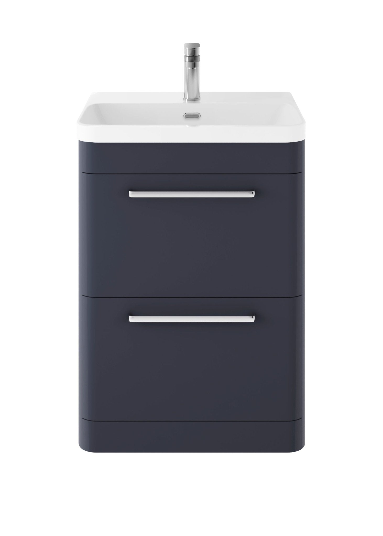 Hudson Reed Solar Floor Standing 600mm Cabinet & Thin Edge Ceramic Basin Contemp Indigo Blue MDF Vinyl Smooth Matt 862x607x460mm - JJ Building Materials