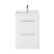 Hudson Reed Solar Floor Standing 600mm Cabinet & Thin Edge Ceramic Basin Contemp Pure White MDF Vinyl Smooth Matt 862x607x460mm - JJ Building Materials