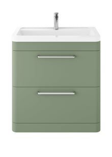 Hudson Reed Solar Floor Standing 800mm Cabinet & Ceramic Basin Contemp Fern Green MDF Vinyl Smooth Matt 840x800x445mm - JJ Building Materials