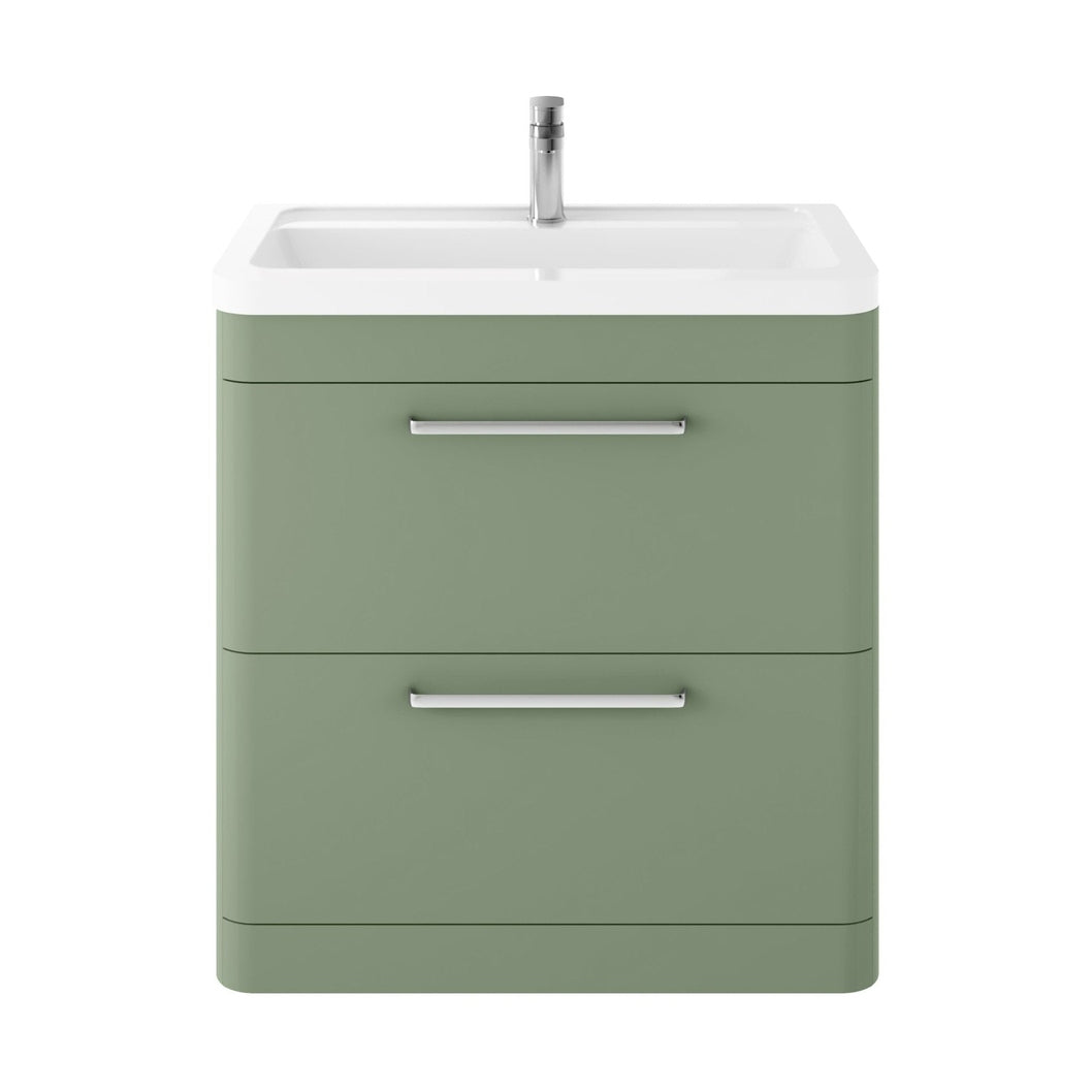 Hudson Reed Solar Floor Standing 800mm Cabinet & Ceramic Basin Contemp Fern Green MDF Vinyl Smooth Matt 840x800x445mm - JJ Building Materials