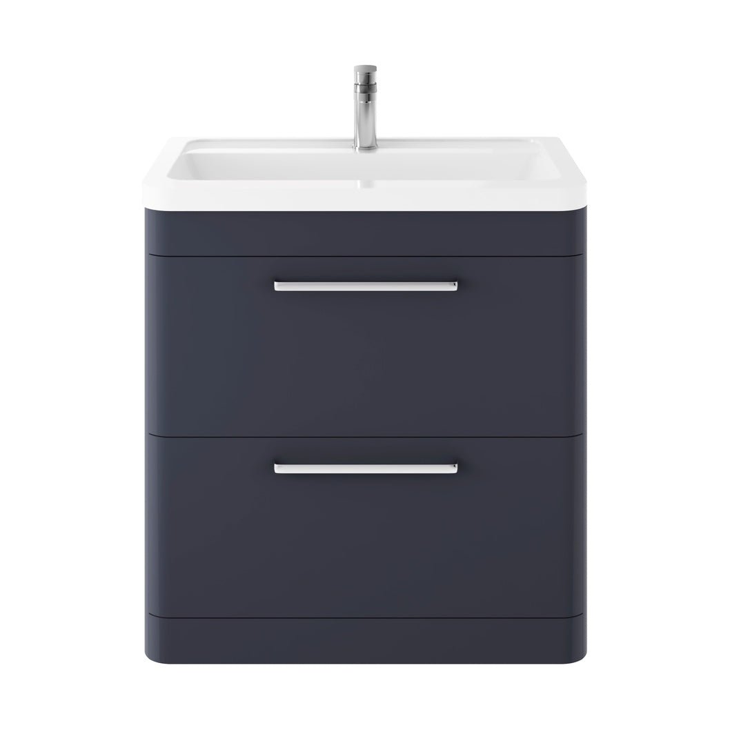 Hudson Reed Solar Floor Standing 800mm Cabinet & Ceramic Basin Contemp Indigo Blue MDF Vinyl Smooth Matt 840x807x450mm - JJ Building Materials