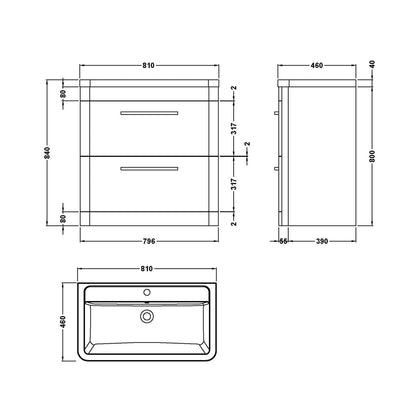 Hudson Reed Solar Floor Standing 800mm Cabinet & Ceramic Basin Contemp Indigo Blue MDF Vinyl Smooth Matt 840x807x450mm - JJ Building Materials