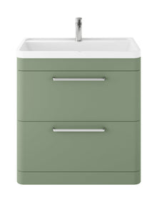 Hudson Reed Solar Floor Standing 800mm Cabinet & Polymarble Basin Contemp Fern Green MDF Vinyl Smooth Matt 840x800x445mm - JJ Building Materials