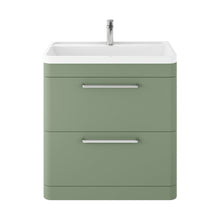 Hudson Reed Solar Floor Standing 800mm Cabinet & Polymarble Basin Contemp Fern Green MDF Vinyl Smooth Matt 840x800x445mm - JJ Building Materials