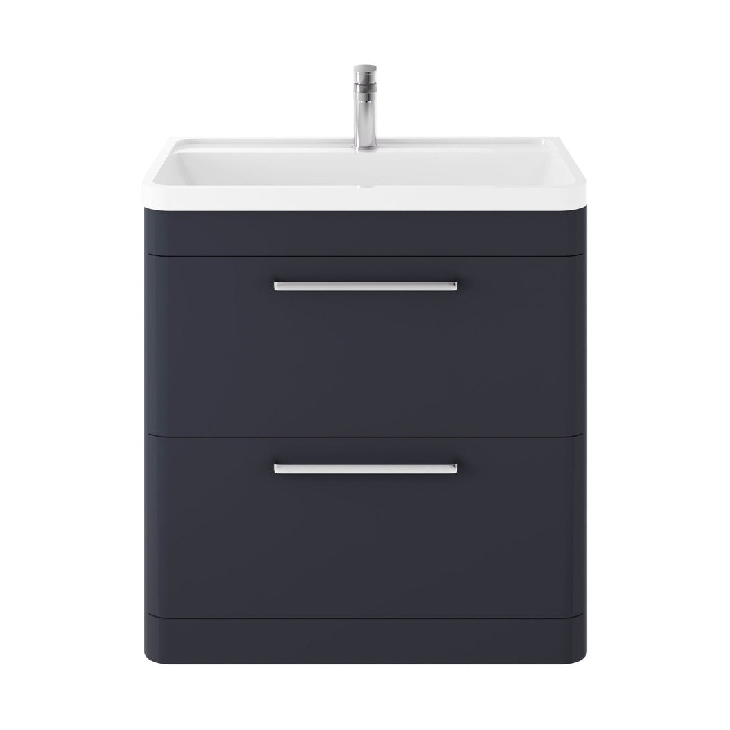 Hudson Reed Solar Floor Standing 800mm Cabinet & Polymarble Basin Contemp Indigo Blue MDF Vinyl Smooth Matt 840x800x450mm - JJ Building Materials