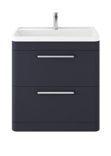 Hudson Reed Solar Floor Standing 800mm Cabinet & Polymarble Basin Contemp Indigo Blue MDF Vinyl Smooth Matt 840x800x450mm - JJ Building Materials
