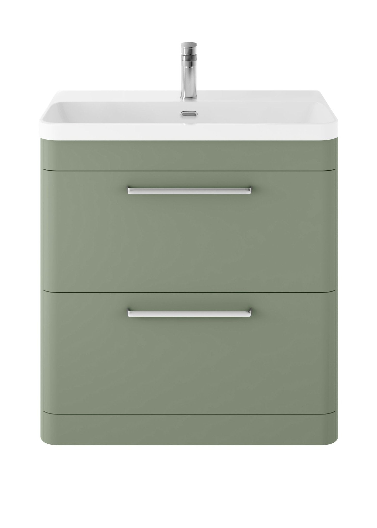 Hudson Reed Solar Floor Standing 800mm Cabinet & Thin Edge Ceramic Basin Contemp Fern Green MDF Vinyl Smooth Matt 862x810x460mm - JJ Building Materials