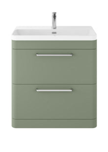 Hudson Reed Solar Floor Standing 800mm Cabinet & Thin Edge Ceramic Basin Contemp Fern Green MDF Vinyl Smooth Matt 862x810x460mm - JJ Building Materials