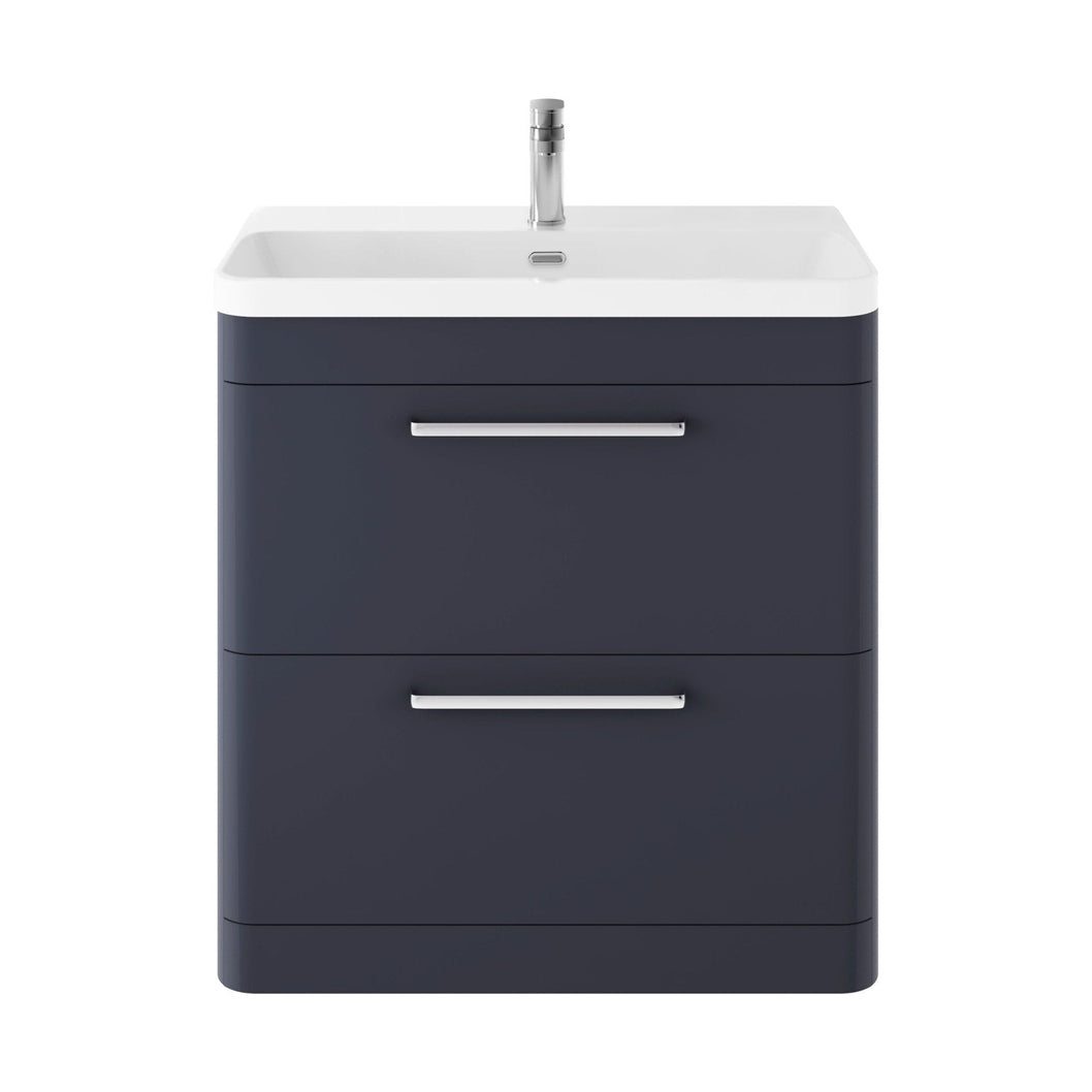 Hudson Reed Solar Floor Standing 800mm Cabinet & Thin Edge Ceramic Basin Contemp Indigo Blue MDF Vinyl Smooth Matt 862x810x460mm - JJ Building Materials