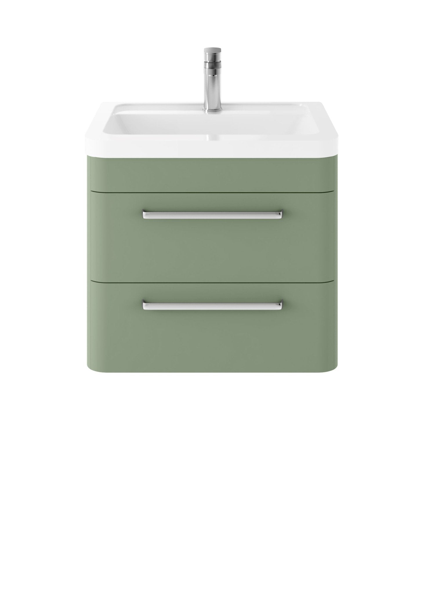 Hudson Reed Solar Wall Hung 600mm Cabinet & Ceramic Basin Contemp Fern Green MDF Vinyl Smooth Matt 540x600x445mm - JJ Building Materials