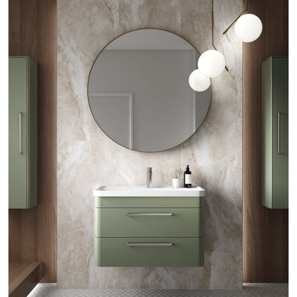 Hudson Reed Solar Wall Hung 600mm Cabinet & Ceramic Basin Contemp Fern Green MDF Vinyl Smooth Matt 540x600x445mm - JJ Building Materials