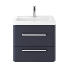 Hudson Reed Solar Wall Hung 600mm Cabinet & Ceramic Basin Contemp Indigo Blue MDF Vinyl Smooth Matt 540x607x450mm - JJ Building Materials