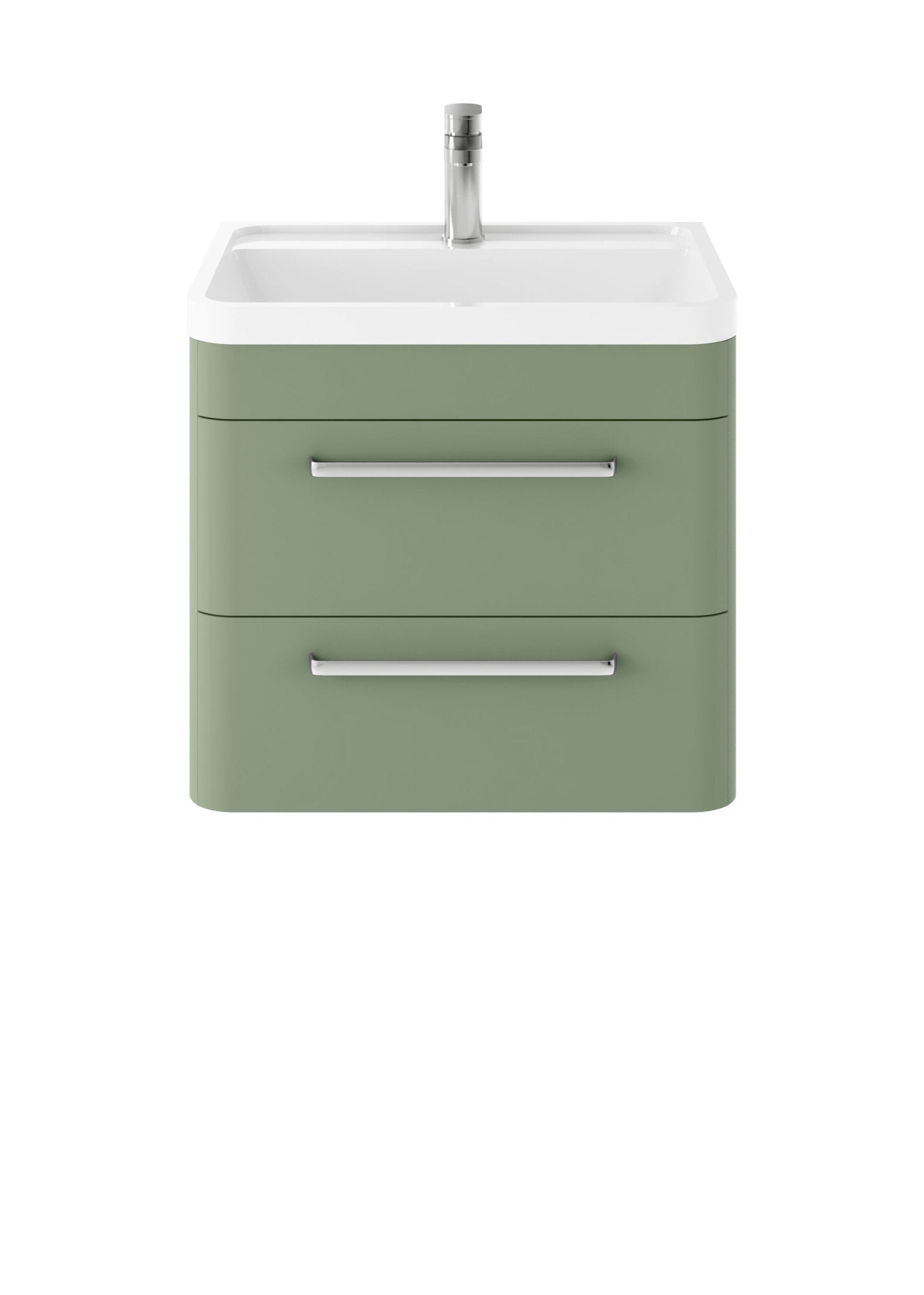 Hudson Reed Solar Wall Hung 600mm Cabinet & Polymarble Basin Contemp Fern Green MDF Vinyl Smooth Matt 540x600x445mm - JJ Building Materials