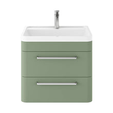 Hudson Reed Solar Wall Hung 600mm Cabinet & Polymarble Basin Contemp Fern Green MDF Vinyl Smooth Matt 540x600x445mm - JJ Building Materials