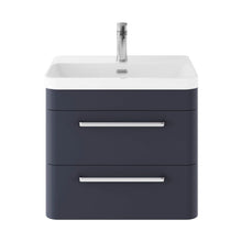 Hudson Reed Solar Wall Hung 600mm Cabinet & Thin Edge Ceramic Basin Contemp Indigo Blue MDF Vinyl Smooth Matt 562x607x460mm - JJ Building Materials