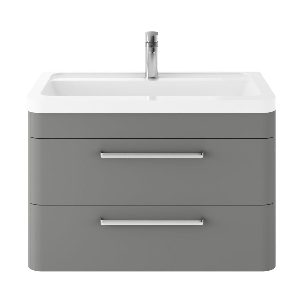 Hudson Reed Solar Wall Hung 800mm Cabinet & Ceramic Basin Contemp Cool Grey MDF Vinyl Smooth Matt 540x807x450mm - JJ Building Materials