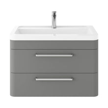Hudson Reed Solar Wall Hung 800mm Cabinet & Ceramic Basin Contemp Cool Grey MDF Vinyl Smooth Matt 540x807x450mm - JJ Building Materials
