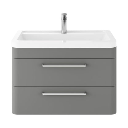 Hudson Reed Solar Wall Hung 800mm Cabinet & Ceramic Basin Contemp Cool Grey MDF Vinyl Smooth Matt 540x807x450mm - JJ Building Materials