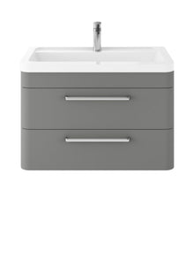 Hudson Reed Solar Wall Hung 800mm Cabinet & Ceramic Basin Contemp Cool Grey MDF Vinyl Smooth Matt 540x807x450mm - JJ Building Materials