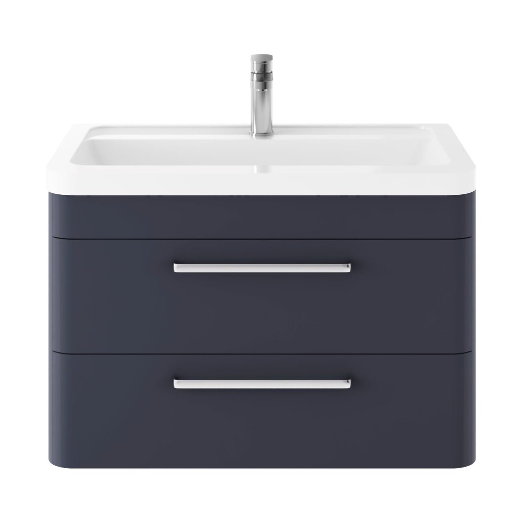 Hudson Reed Solar Wall Hung 800mm Cabinet & Ceramic Basin Contemp Indigo Blue MDF Vinyl Smooth Matt 540x807x450mm - JJ Building Materials