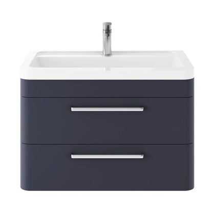 Hudson Reed Solar Wall Hung 800mm Cabinet & Ceramic Basin Contemp Indigo Blue MDF Vinyl Smooth Matt 540x807x450mm - JJ Building Materials