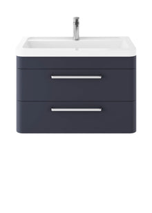 Hudson Reed Solar Wall Hung 800mm Cabinet & Ceramic Basin Contemp Indigo Blue MDF Vinyl Smooth Matt 540x807x450mm - JJ Building Materials