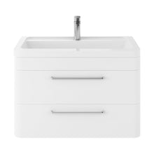 Hudson Reed Solar Wall Hung 800mm Cabinet & Ceramic Basin Contemp Pure White MDF Vinyl Smooth Matt 540x807x450mm - JJ Building Materials