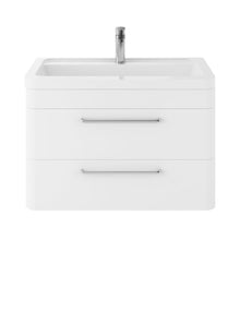 Hudson Reed Solar Wall Hung 800mm Cabinet & Ceramic Basin Contemp Pure White MDF Vinyl Smooth Matt 540x807x450mm - JJ Building Materials