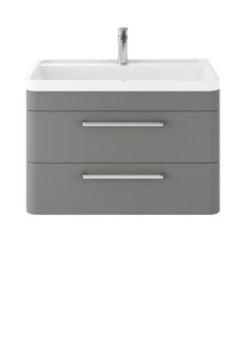 Hudson Reed Solar Wall Hung 800mm Cabinet & Polymarble Basin Contemp Cool Grey MDF Vinyl Smooth Matt 540x800x450mm - JJ Building Materials