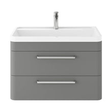 Hudson Reed Solar Wall Hung 800mm Cabinet & Polymarble Basin Contemp Cool Grey MDF Vinyl Smooth Matt 540x800x450mm - JJ Building Materials